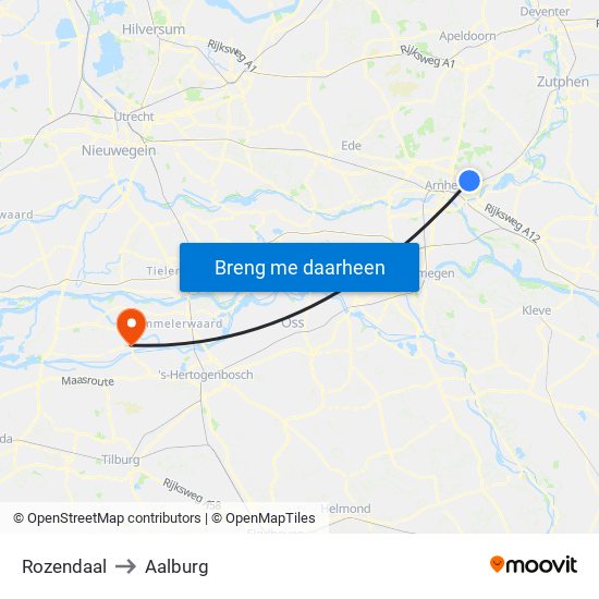 Rozendaal to Aalburg map