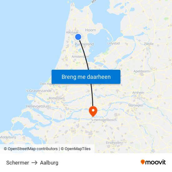 Schermer to Aalburg map
