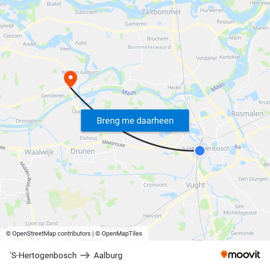 'S-Hertogenbosch to Aalburg map