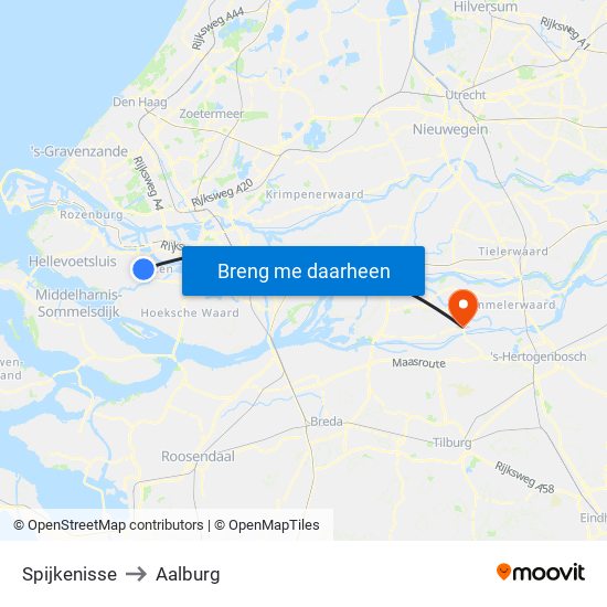 Spijkenisse to Aalburg map