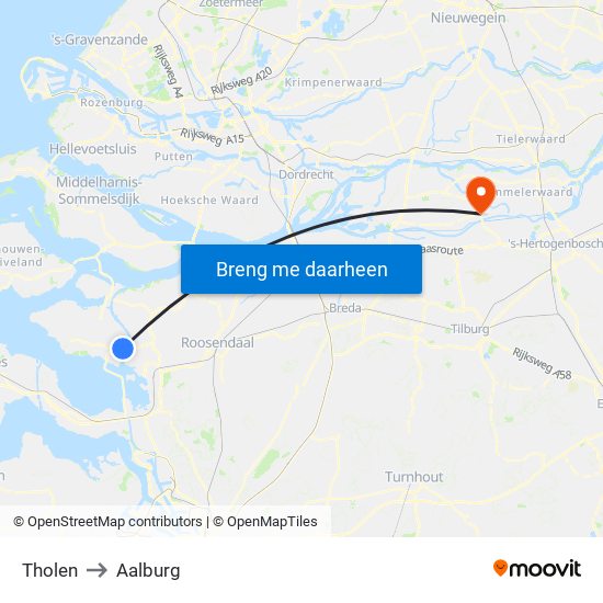 Tholen to Aalburg map