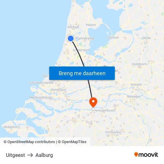 Uitgeest to Aalburg map