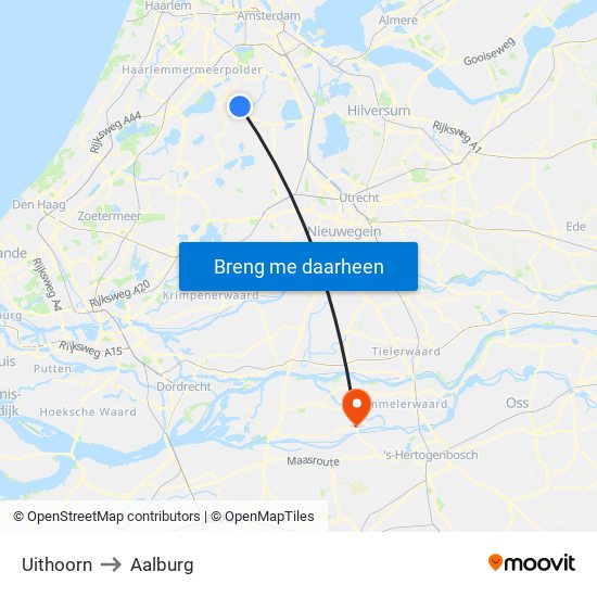 Uithoorn to Aalburg map