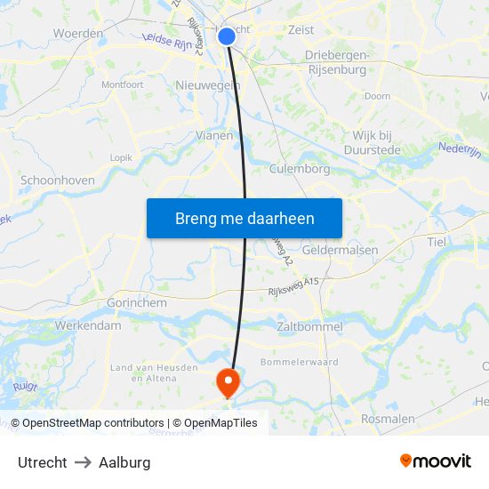 Utrecht to Aalburg map