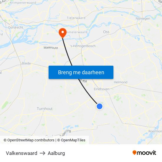 Valkenswaard to Aalburg map