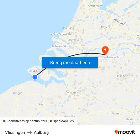 Vlissingen to Aalburg map