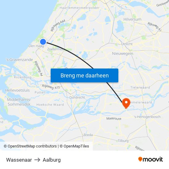 Wassenaar to Aalburg map