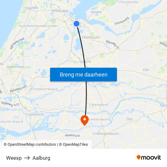 Weesp to Aalburg map
