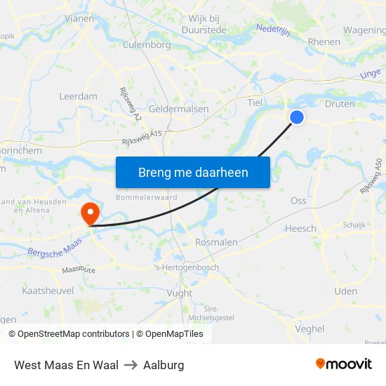 West Maas En Waal to Aalburg map