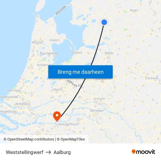 Weststellingwerf to Aalburg map