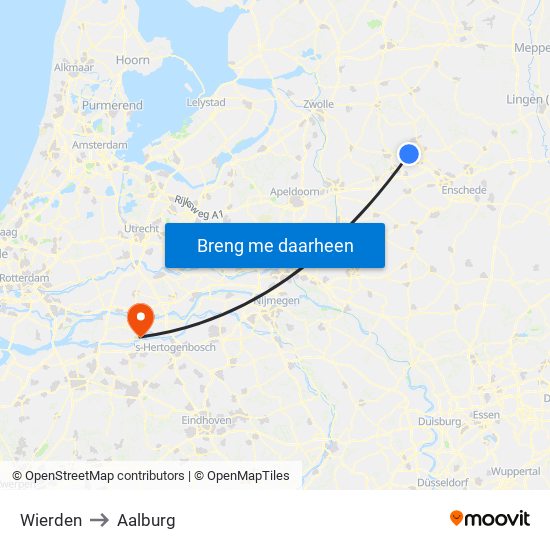 Wierden to Aalburg map