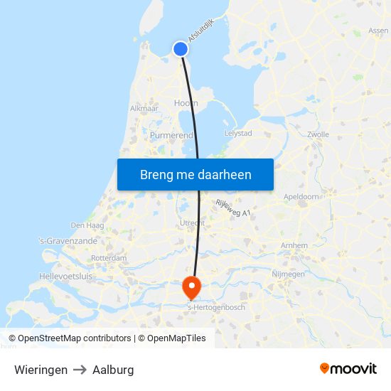 Wieringen to Aalburg map