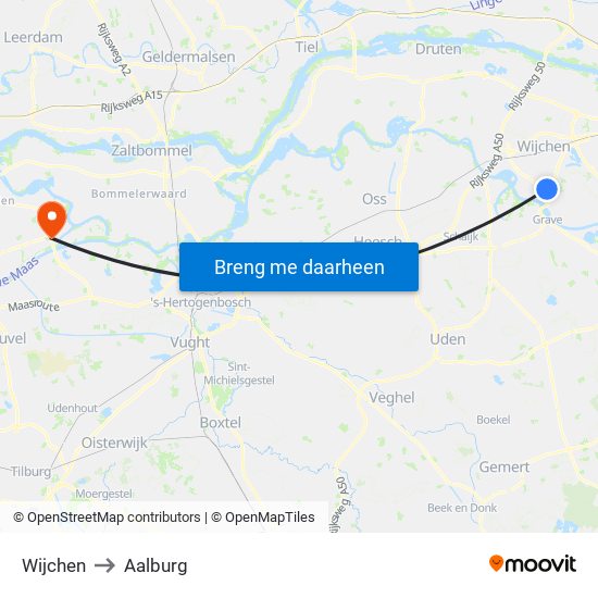 Wijchen to Aalburg map
