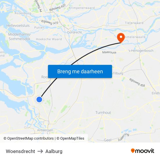 Woensdrecht to Aalburg map