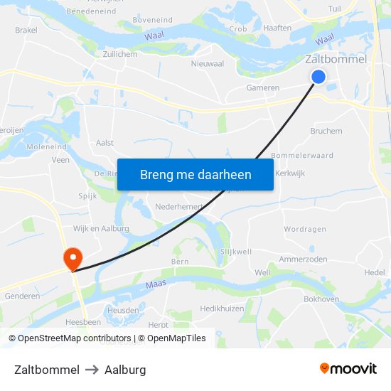 Zaltbommel to Aalburg map