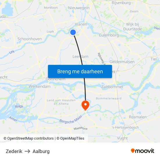 Zederik to Aalburg map