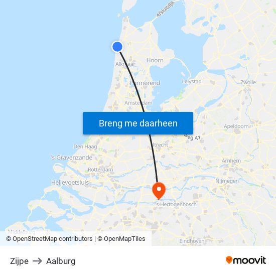 Zijpe to Aalburg map