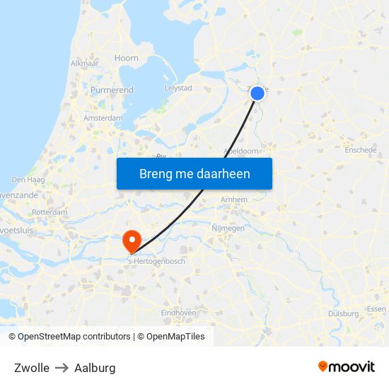 Zwolle to Aalburg map