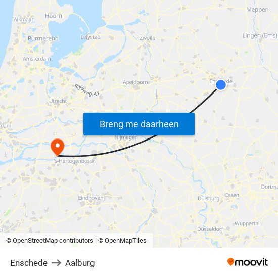 Enschede to Aalburg map