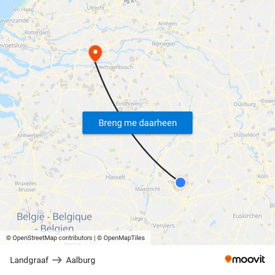 Landgraaf to Aalburg map
