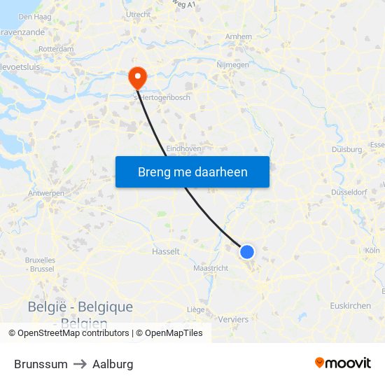 Brunssum to Aalburg map