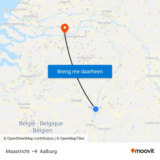Maastricht to Aalburg map