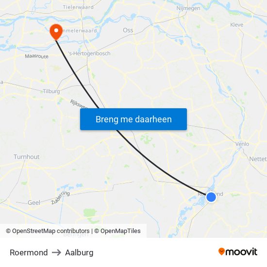Roermond to Aalburg map