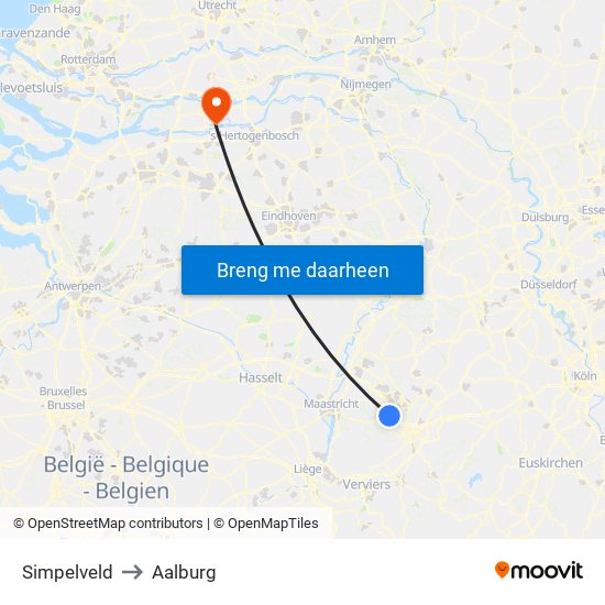 Simpelveld to Aalburg map