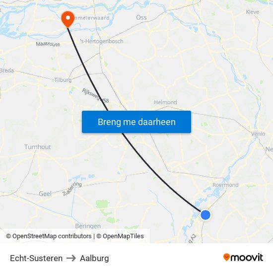 Echt-Susteren to Aalburg map