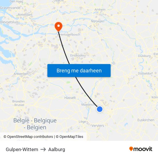 Gulpen-Wittem to Aalburg map
