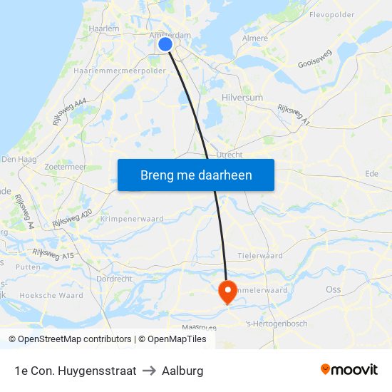 1e Con. Huygensstraat to Aalburg map
