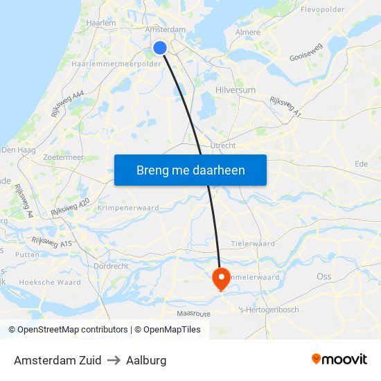 Amsterdam Zuid to Aalburg map