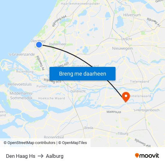 Den Haag Hs to Aalburg map