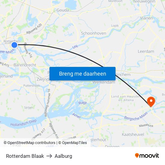Rotterdam Blaak to Aalburg map