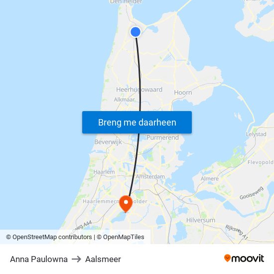 Anna Paulowna to Aalsmeer map