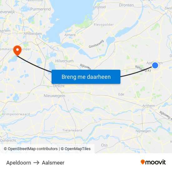 Apeldoorn to Aalsmeer map