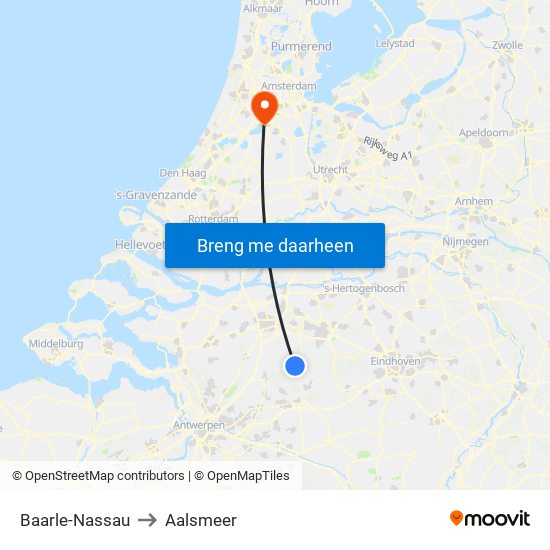 Baarle-Nassau to Aalsmeer map