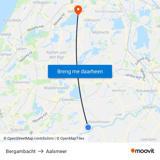 Bergambacht to Aalsmeer map