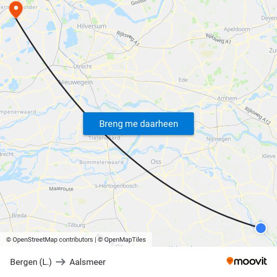 Bergen (L.) to Aalsmeer map
