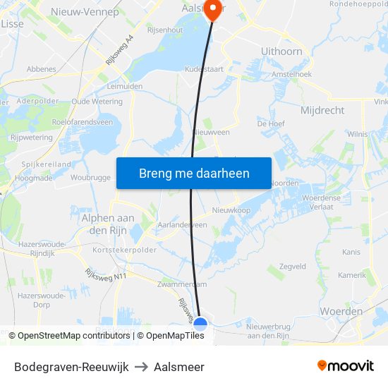 Bodegraven-Reeuwijk to Aalsmeer map