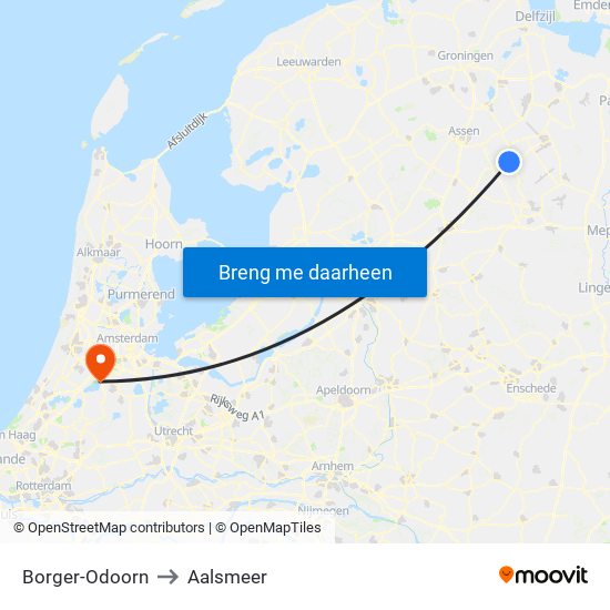 Borger-Odoorn to Aalsmeer map