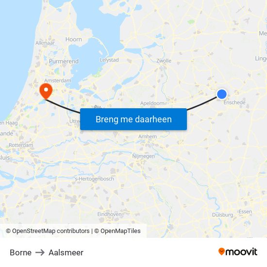 Borne to Aalsmeer map