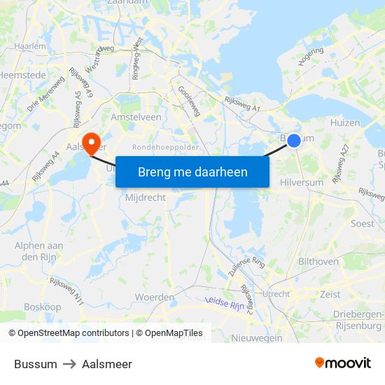 Bussum to Aalsmeer map