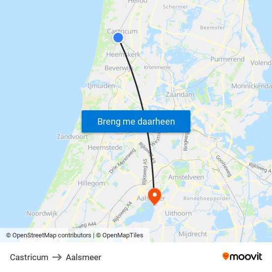 Castricum to Aalsmeer map