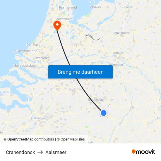 Cranendonck to Aalsmeer map