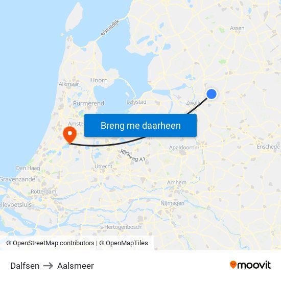 Dalfsen to Aalsmeer map