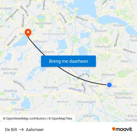 De Bilt to Aalsmeer map