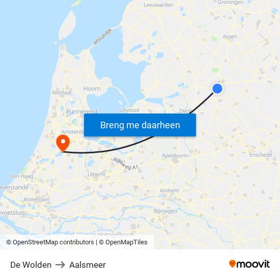 De Wolden to Aalsmeer map