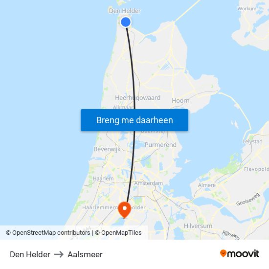 Den Helder to Aalsmeer map