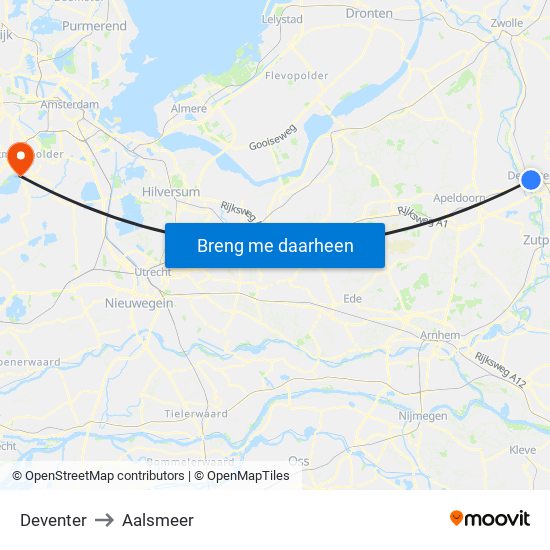 Deventer to Aalsmeer map